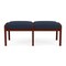 Lesro Lenox Wood 2 Seat Bench Wood Frame, Mahogany, RF Blueberry Upholstery LW2001 - alternate 1